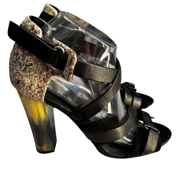 L.A.M.B. Strappy Heels Leather & Calf Hair Size 9 - Picture 1 of 12